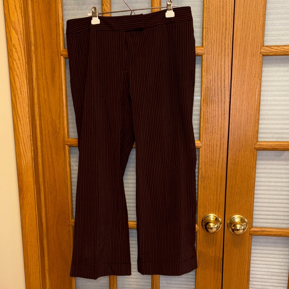 EUC Venezia Dark Brown Pinstripe Trousers